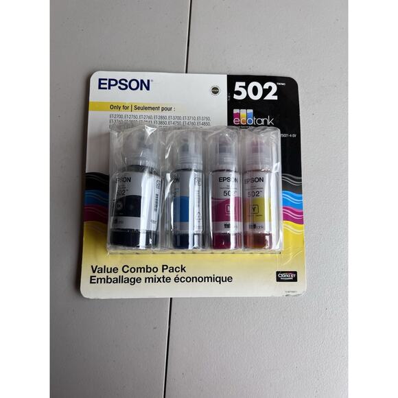 Epson EcoTank 502 Ink Bottles Value Club Pack (Black, Cyan, Magenta, Yellow) - Picture 1 of 3